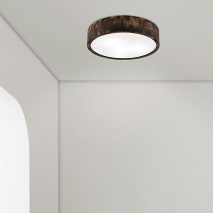 Plafon łazienkowy OAK SMOKY 3xE27/15W/230V IP54 ø 37,5 cm dąb/brązowy