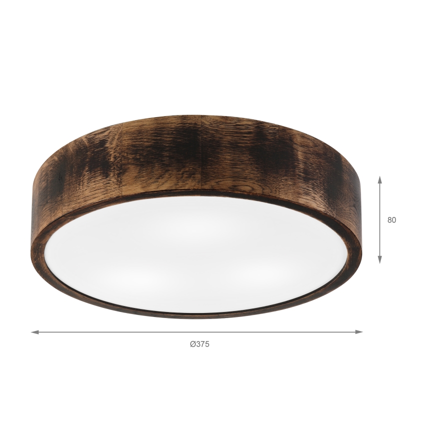 Plafon łazienkowy OAK SMOKY 3xE27/15W/230V IP54 ø 37,5 cm dąb/brązowy