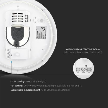 Plafon łazienkowy z czujnikiem 1xE27/60W/230V IP44 ø 29,6 cm