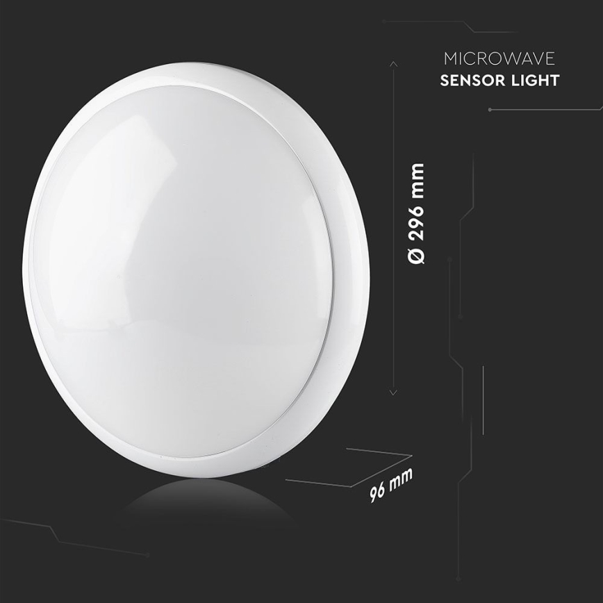 Plafon łazienkowy z czujnikiem 1xE27/60W/230V IP44 ø 29,6 cm