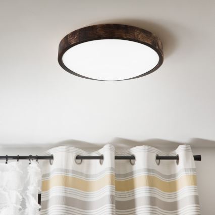 Plafon LED OAK SMOKY SLIM LED/36W/230V 4000K Ø 37 cm dąb/ciemny brąz