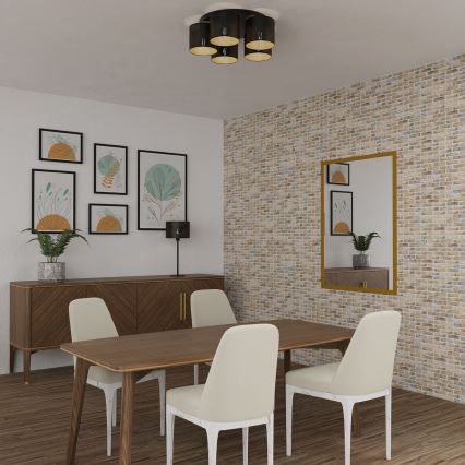 Plafon LOFT SHADE 5xE27/60W/230V czarny/złoty
