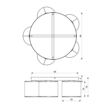 Plafon LOFT SHADE 5xE27/60W/230V czarny/złoty