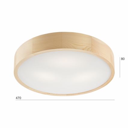 Plafon NATURAL 3xE27/60W/230V ø 47 cm sosna
