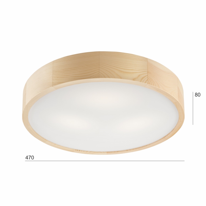 Plafon NATURAL 3xE27/60W/230V ø 47 cm sosna