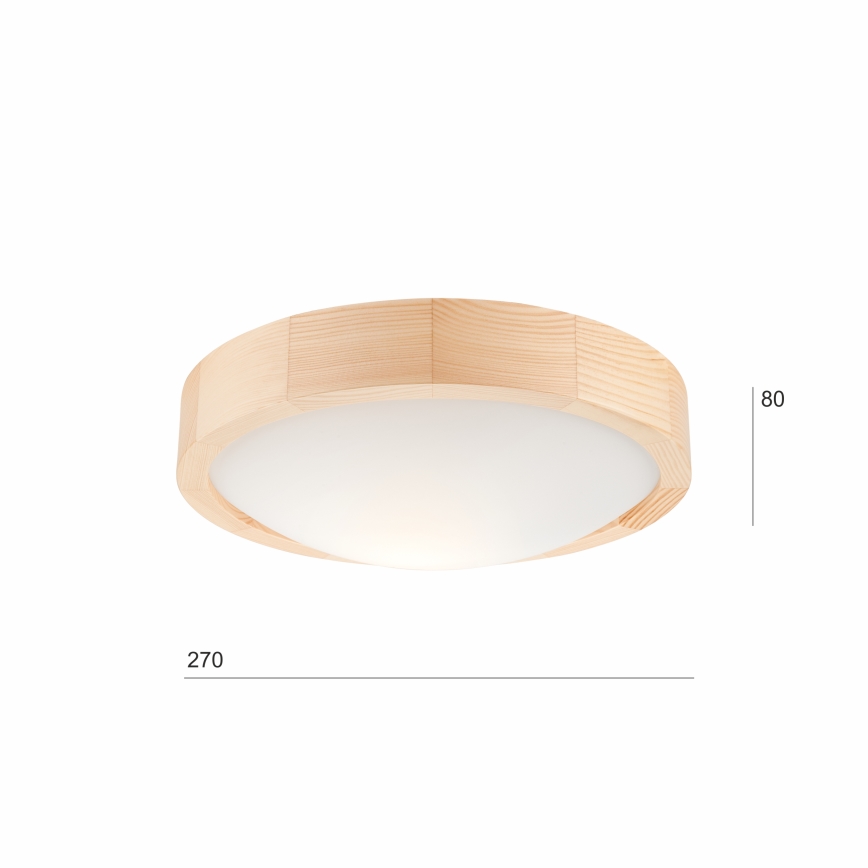 Plafon NATURAL SLIM 1xE27/60W/230V ø 27 cm sosna