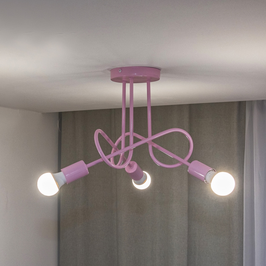 Plafon natynkowy OXFORD 3xE27/15W/230V różowy