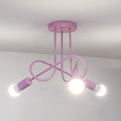Plafon natynkowy OXFORD 3xE27/15W/230V różowy