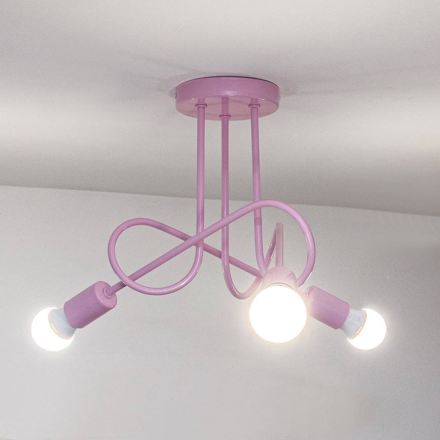 Plafon natynkowy OXFORD 3xE27/15W/230V różowy