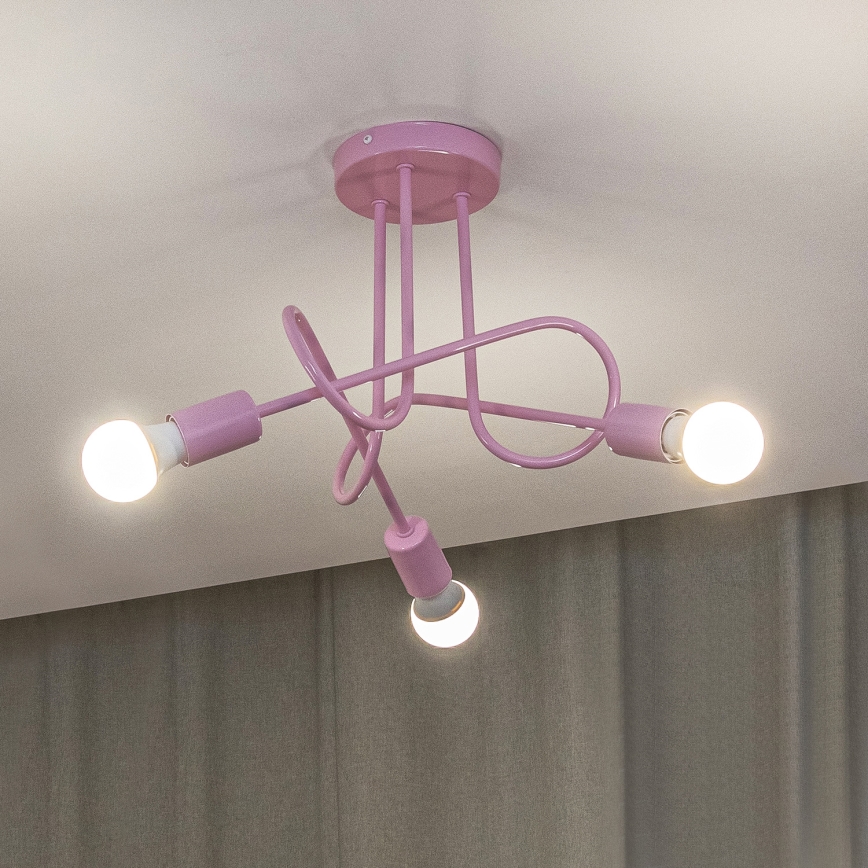 Plafon natynkowy OXFORD 3xE27/15W/230V różowy