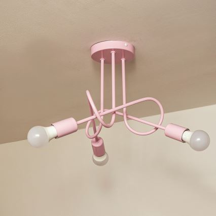 Plafon natynkowy OXFORD 3xE27/15W/230V różowy