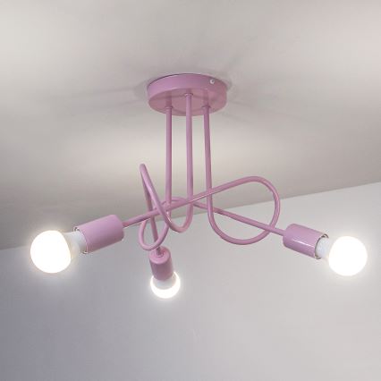 Plafon natynkowy OXFORD 3xE27/15W/230V różowy