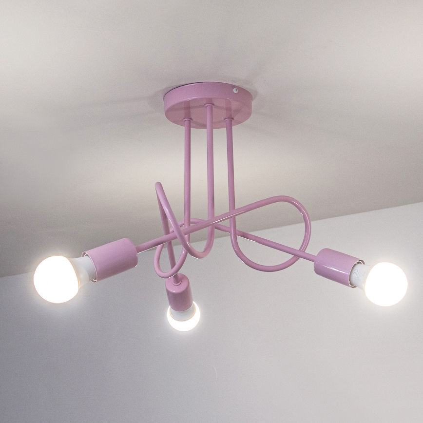 Plafon natynkowy OXFORD 3xE27/15W/230V różowy