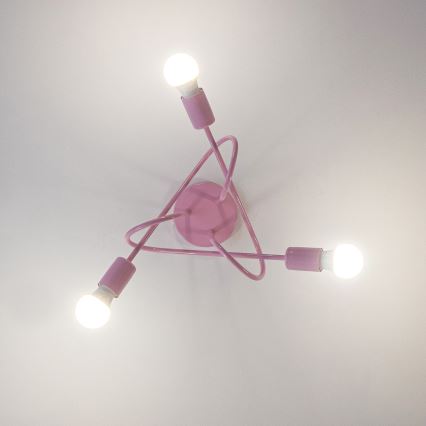 Plafon natynkowy OXFORD 3xE27/15W/230V różowy