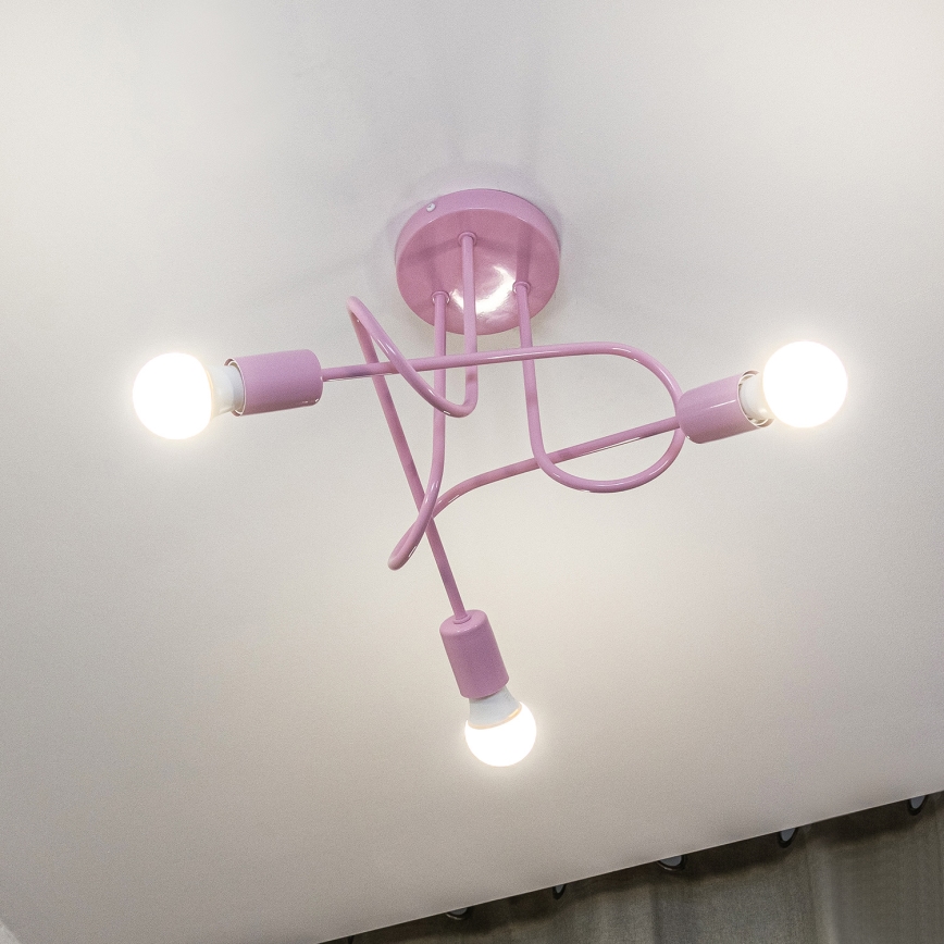 Plafon natynkowy OXFORD 3xE27/15W/230V różowy