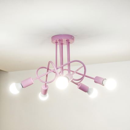 Plafon natynkowy OXFORD 5xE27/15W/230V różowy