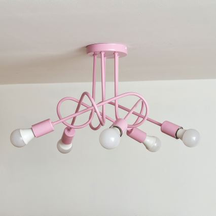 Plafon natynkowy OXFORD 5xE27/15W/230V różowy
