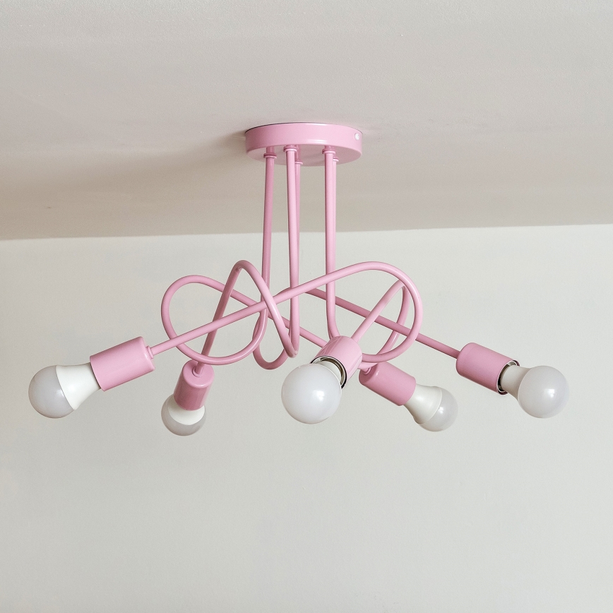 Plafon natynkowy OXFORD 5xE27/15W/230V różowy