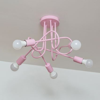 Plafon natynkowy OXFORD 5xE27/15W/230V różowy