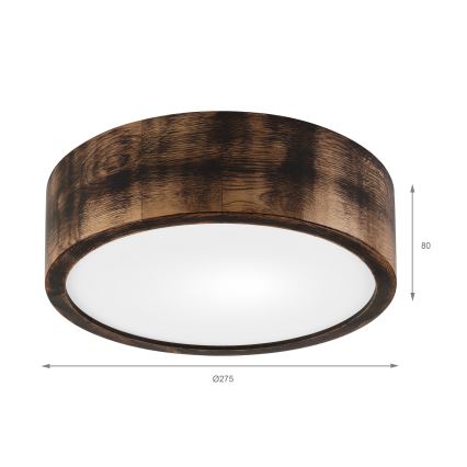 Plafon OAK SMOKY 1xE27/15W/230V ø 27,5 cm dąb/ciemnobrązowy