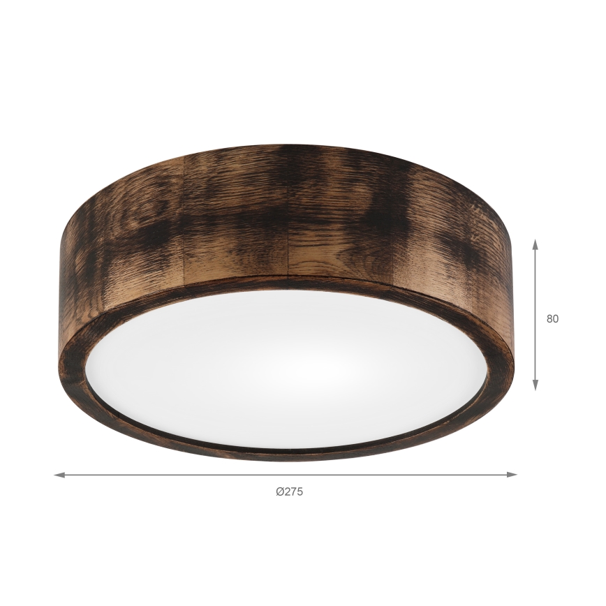 Plafon OAK SMOKY 1xE27/15W/230V ø 27,5 cm dąb/ciemnobrązowy