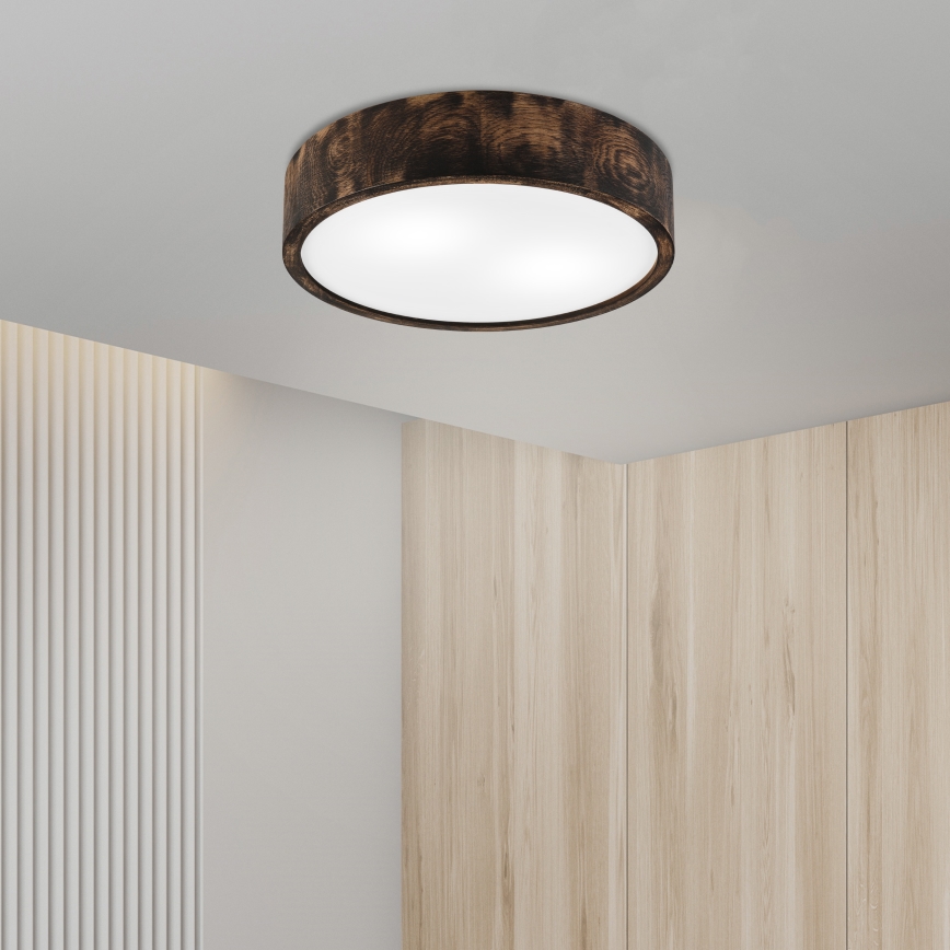 Plafon OAK SMOKY 2xE27/15W/230V ø 37,5 cm dąb/ciemnobrązowy
