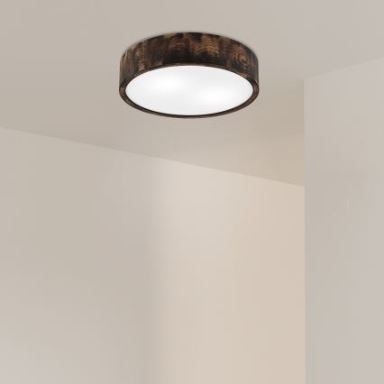 Plafon OAK SMOKY 2xE27/15W/230V ø 37,5 cm dąb/ciemnobrązowy