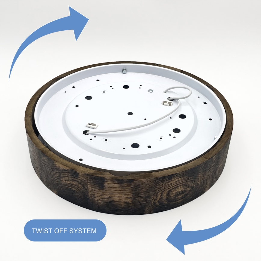 Plafon OAK SMOKY 2xE27/15W/230V ø 37,5 cm dąb/ciemnobrązowy