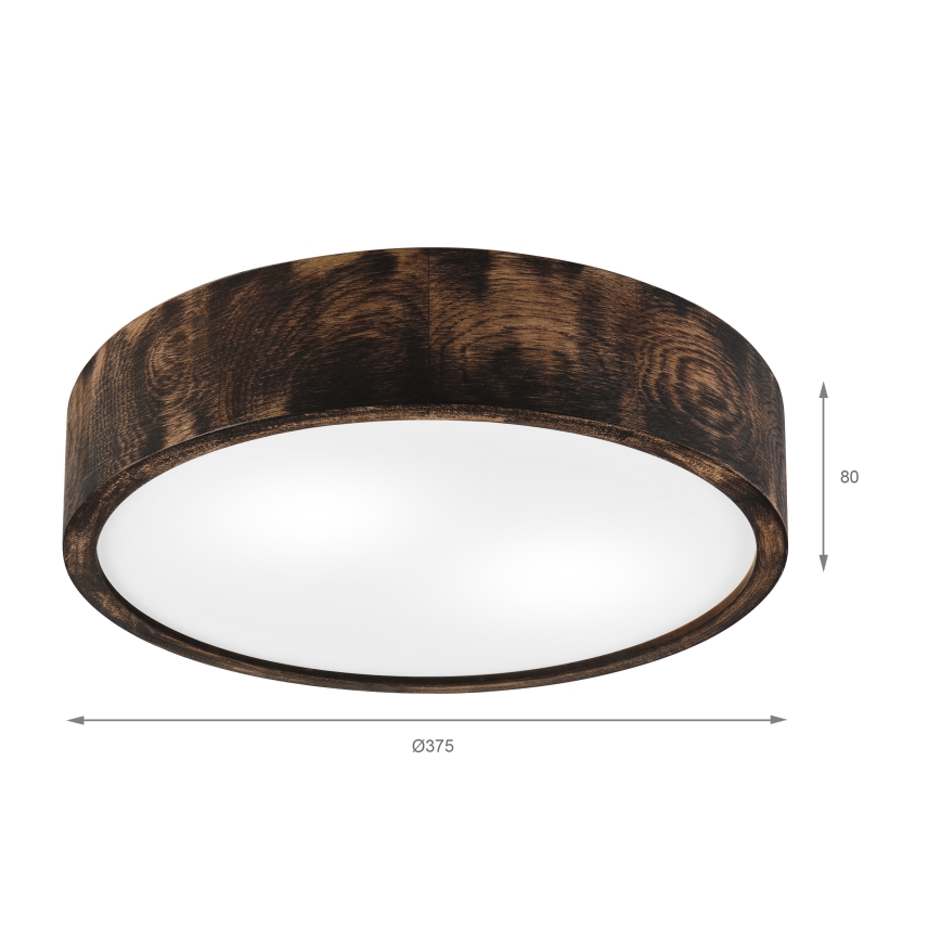 Plafon OAK SMOKY 2xE27/15W/230V ø 37,5 cm dąb/ciemnobrązowy