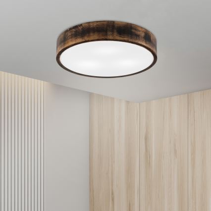 Plafon OAK SMOKY 3xE27/15W/230V ø 47,5 cm dąb/ciemnobrązowy