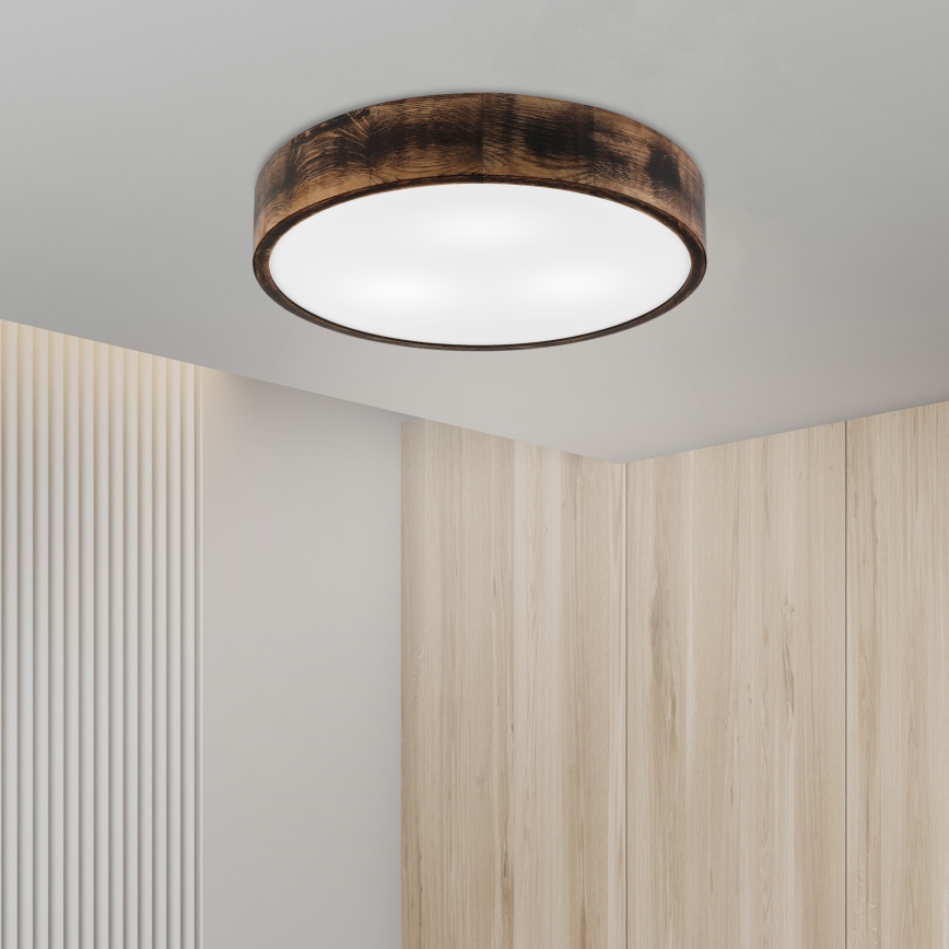 Plafon OAK SMOKY 3xE27/15W/230V ø 47,5 cm dąb/ciemnobrązowy