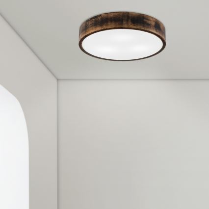Plafon OAK SMOKY 3xE27/15W/230V ø 47,5 cm dąb/ciemnobrązowy