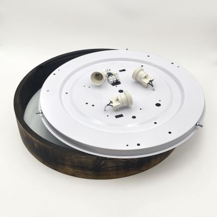 Plafon OAK SMOKY 3xE27/15W/230V ø 47,5 cm dąb/ciemnobrązowy