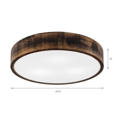 Plafon OAK SMOKY 3xE27/15W/230V ø 47,5 cm dąb/ciemnobrązowy