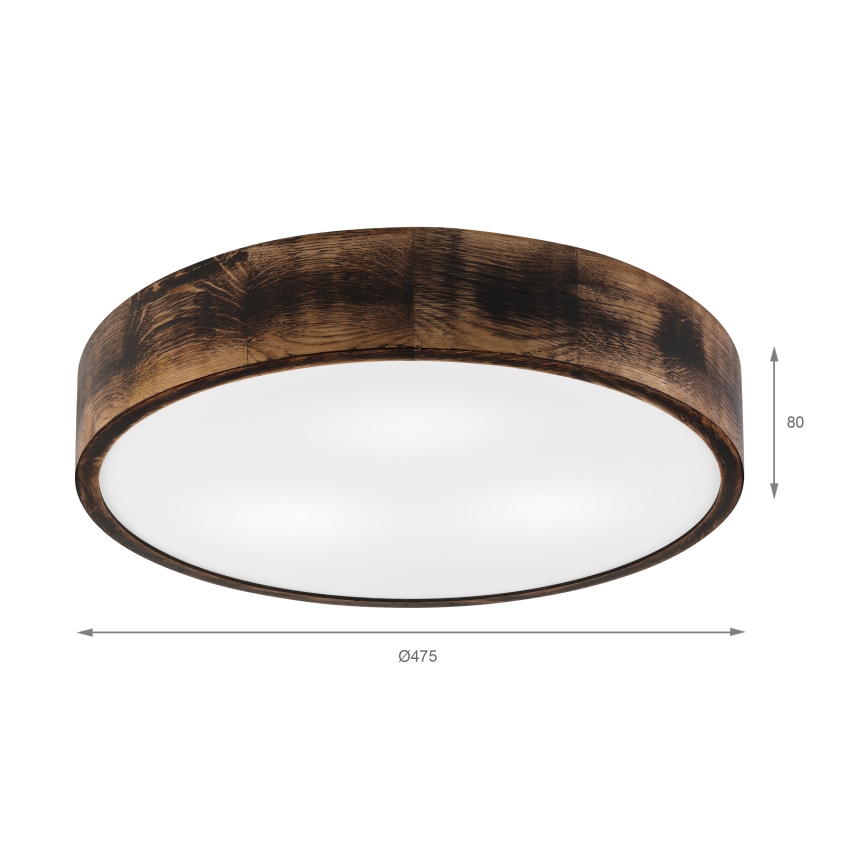 Plafon OAK SMOKY 3xE27/15W/230V ø 47,5 cm dąb/ciemnobrązowy