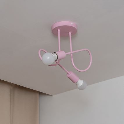 Plafon OXFORD 2xE27/15W/230V różowy