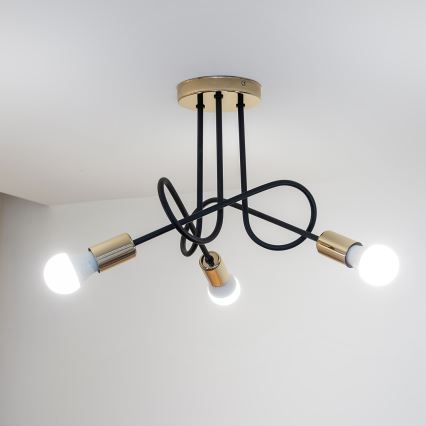 Plafon OXFORD 3xE27/15W/230V złoty/czarny