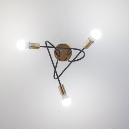 Plafon OXFORD 3xE27/15W/230V złoty/czarny