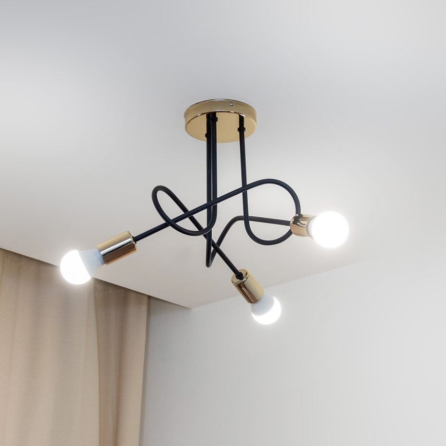 Plafon OXFORD 3xE27/15W/230V złoty/czarny