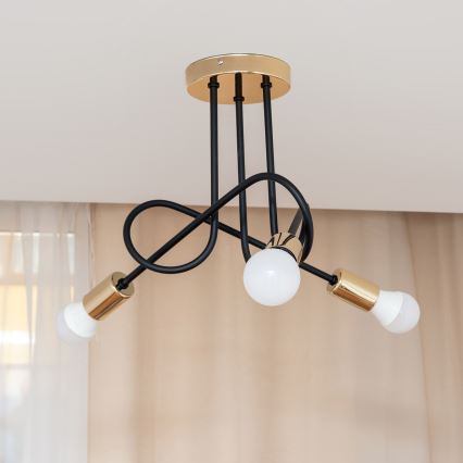 Plafon OXFORD 3xE27/15W/230V złoty/czarny