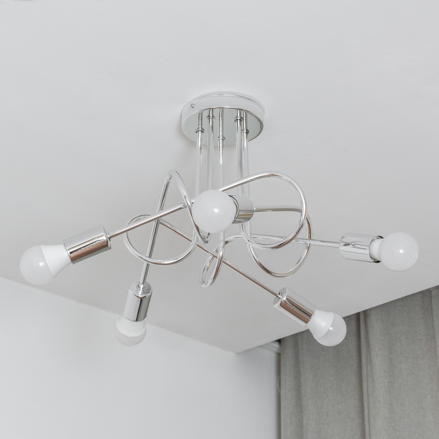Plafon OXFORD 5xE27/15W/230V chrom błyszczący