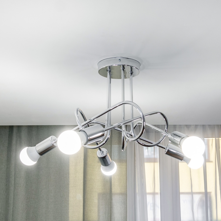 Plafon OXFORD 5xE27/15W/230V chrom błyszczący