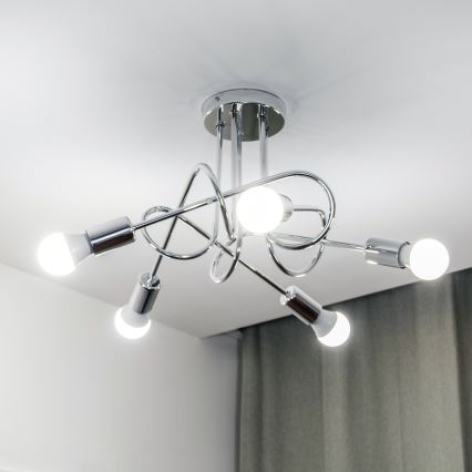 Plafon OXFORD 5xE27/15W/230V chrom błyszczący