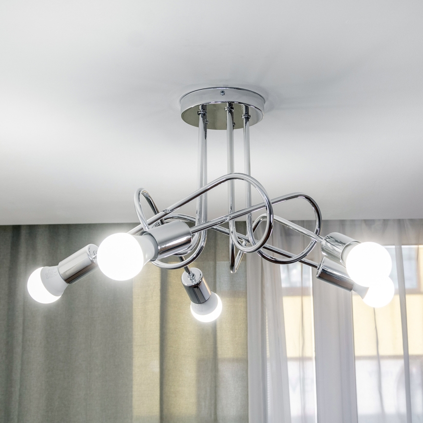 Plafon OXFORD 5xE27/15W/230V chrom błyszczący