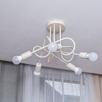 Plafon OXFORD 5xE27/15W/230V kremowy