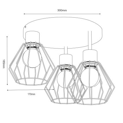 Plafon PARKLA 3xE27/15W/230V beżowy