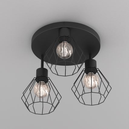 Plafon PARKLA 3xE27/15W/230V czarny