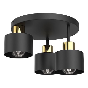 Plafon PARKLA 3xE27/15W/230V czarny/złoty