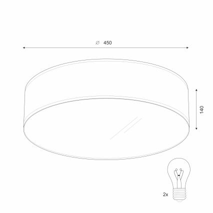 Plafon SIRJA 2xE27/60W/230V śr. 45 cm biały