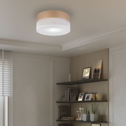 Plafon SIRJA WOOD 1xE27/15W/230V śr. 35 cm biały/dąb